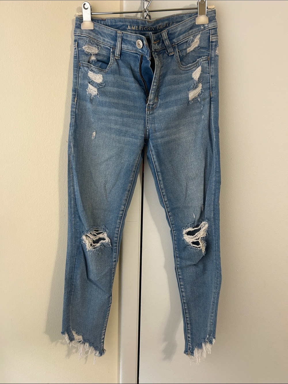 American Eagle Outfitters Light Blue Ripped Skinny Jeans